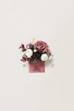 Pocket Square Boutonniere for Groom in Flowing Mauve Romance | Clearance