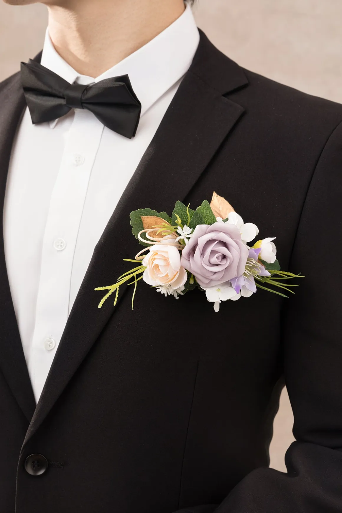 Pocket Square Boutonniere for Groom in Lilac