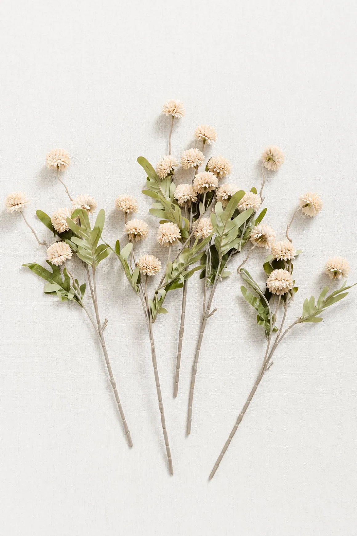 Pompon Mum with Stem in Beige