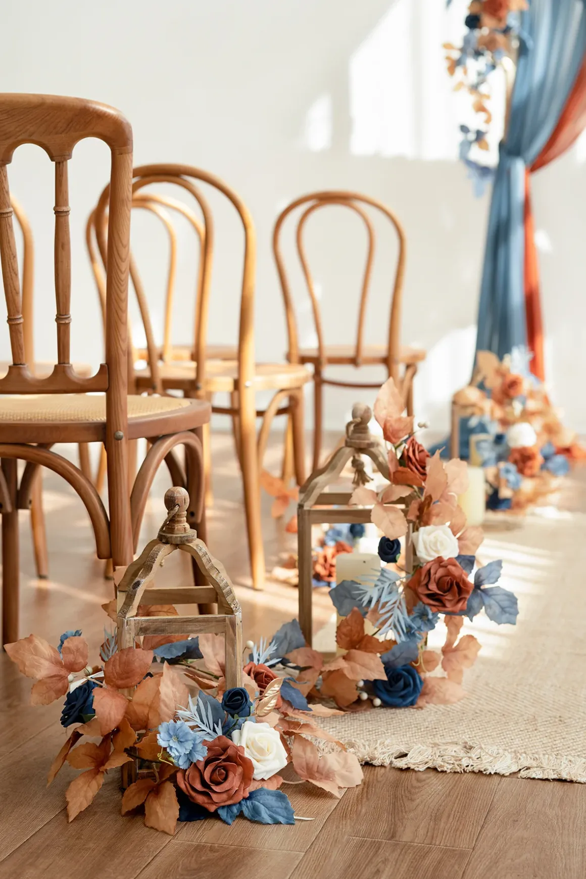 Reception Decor Package in Russet Orange & Denim Blue