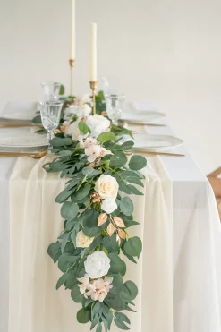Romantic Sheer Table Runner 29" w x 14ft - Ivory (1-pack)