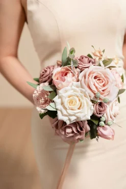 Round Bridesmaid Bouquets in Dusty Rose & Cream | Clearance