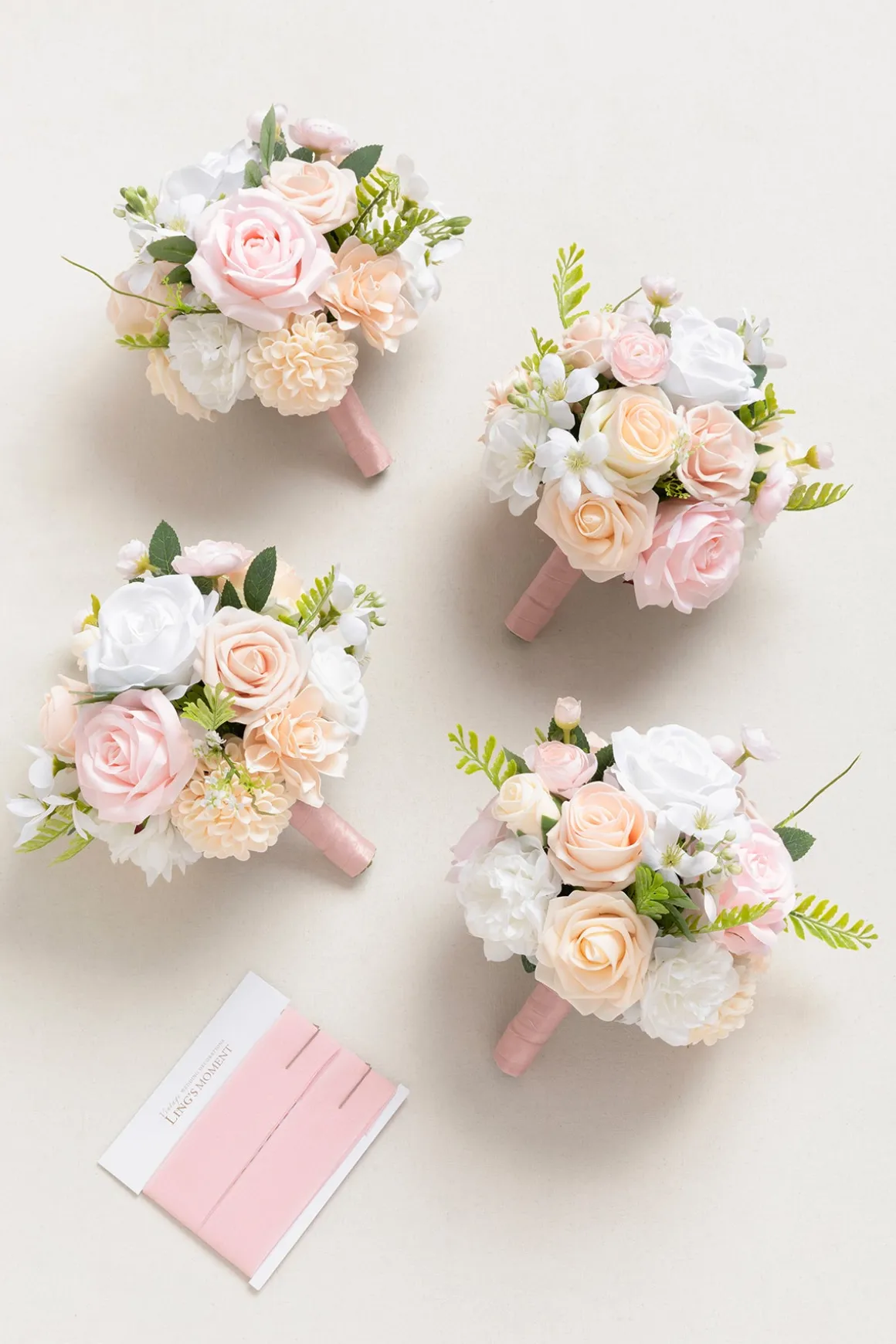 Round Bridesmaid Bouquets in Blush & Cream