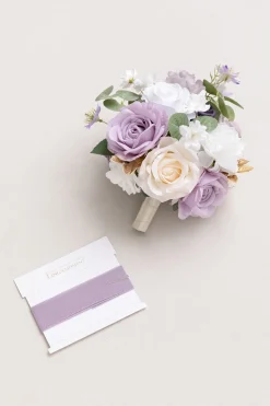 Round Bridesmaid Bouquets in Lilac & White | Clearance
