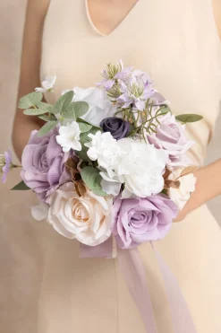 Round Bridesmaid Bouquets in Lilac & White | Clearance