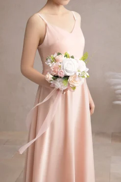 Round Bridesmaid Bouquets in Blush & Cream (Set of 1)