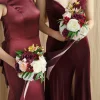 Round Bridesmaid Bouquets in Romantic Marsala | Clearance