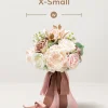 Round Bridesmaid Bouquets in Dusty Rose & Cream