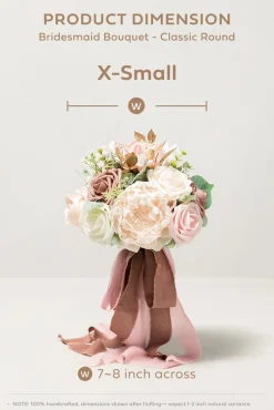 Round Bridesmaid Bouquets in Dusty Rose & Cream