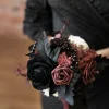 Round Bridesmaid Bouquets in Moody Burgundy & Black