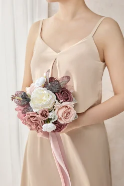 Round Bridesmaid Bouquets in Dusty Rose & Mauve | Clearance