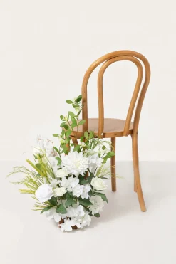 Set of 2 Wedding Aisle Runner Flower Arrangements in White & Green