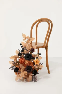 Set of 2 Wedding Aisle Runner Flower Arrangements in Black & Terracotta