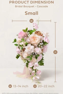 Small Cascade Bridal Bouquet in Powder Pink & Sand Beige