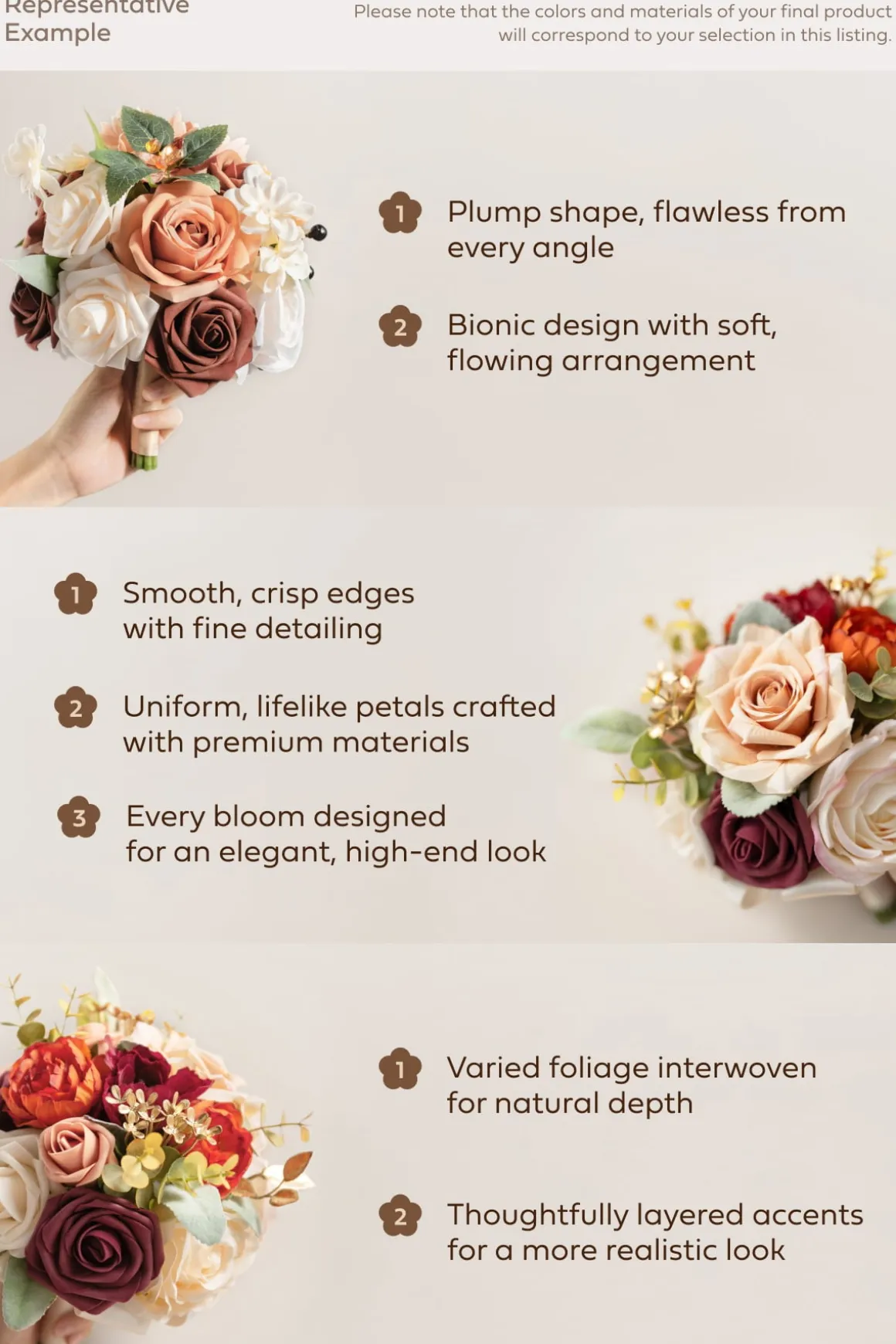 Small Cascade Bridal Bouquet in Beige Raw Serenity | Clearance