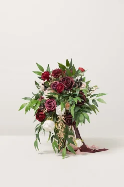 Small Cascade Bridal Bouquet in Romantic Marsala