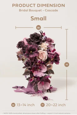 Small Cascade Bridal Bouquet in Plum Velvet Wedding | Clearance