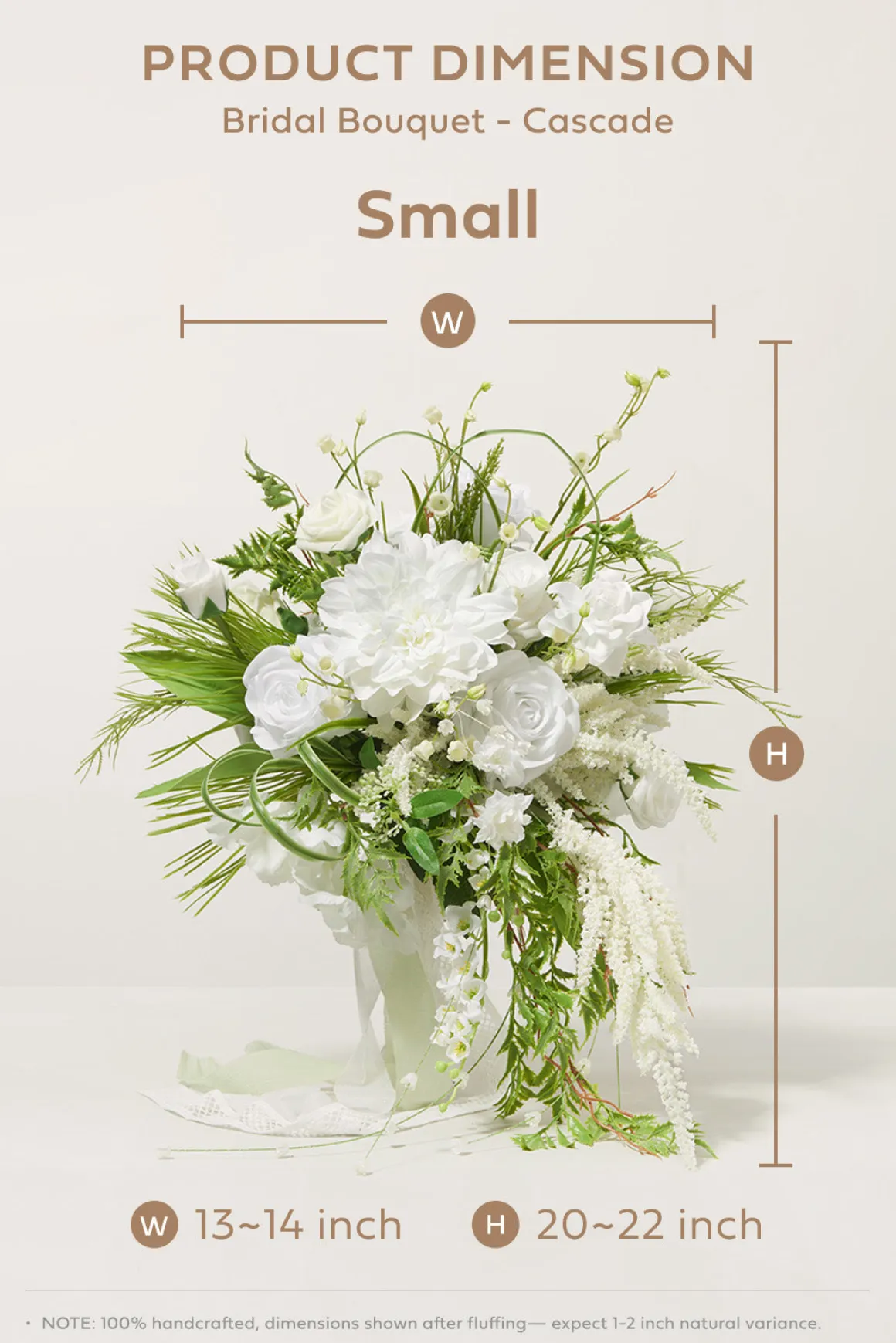 Small Cascade Bridal Bouquet in May Lily & Olive