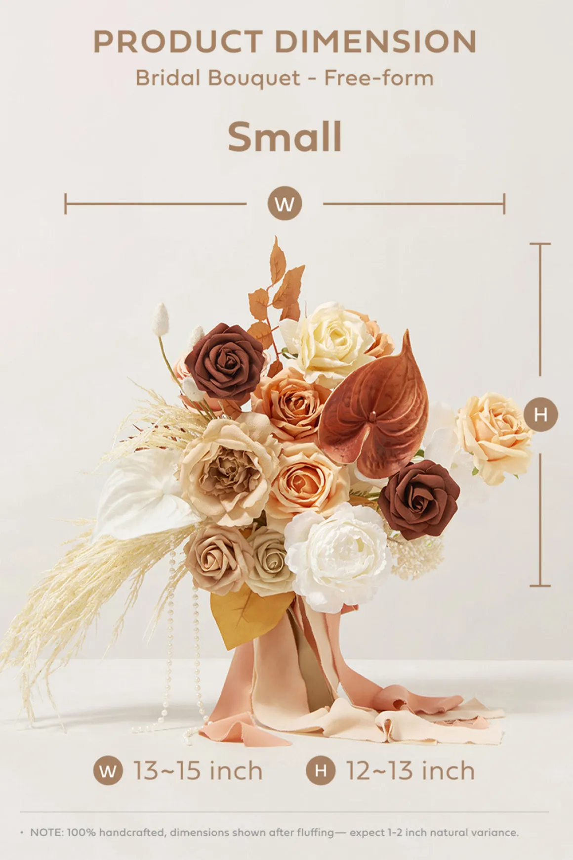 Small Cascade Bridal Bouquet in Rust & Sepia | Clearance