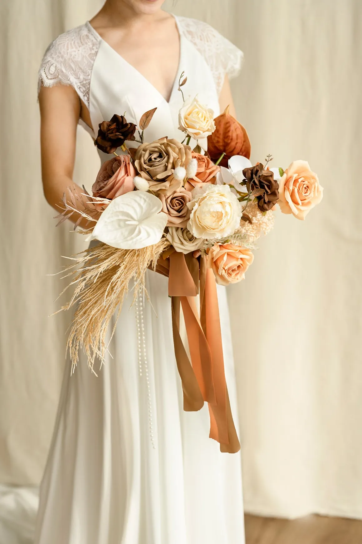 Small Cascade Bridal Bouquet in Rust & Sepia | Clearance