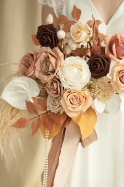 Small Cascade Bridal Bouquet in Rust & Sepia | Clearance