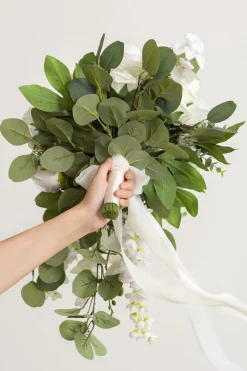 Small Cascade Bridal Bouquet in Natural Whites | Clearance