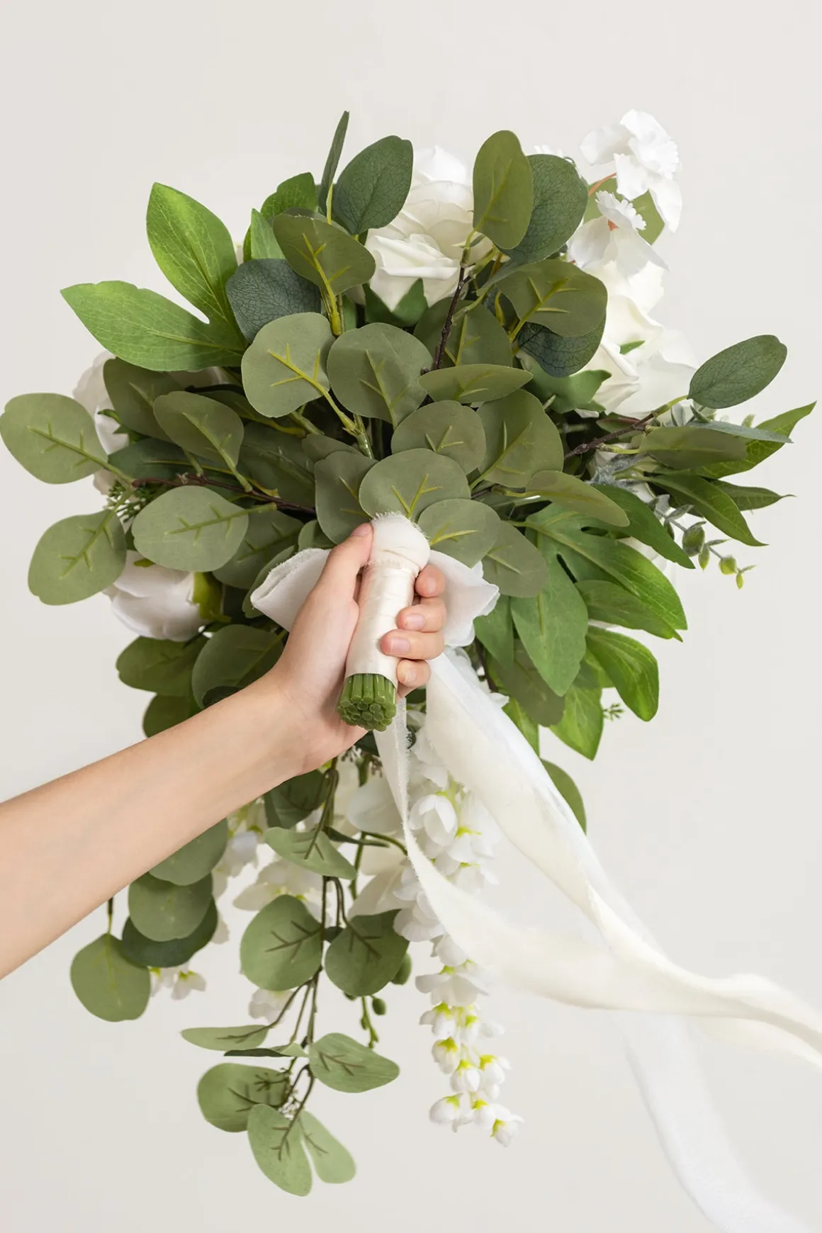 Small Cascade Bridal Bouquet in Natural Whites | Clearance