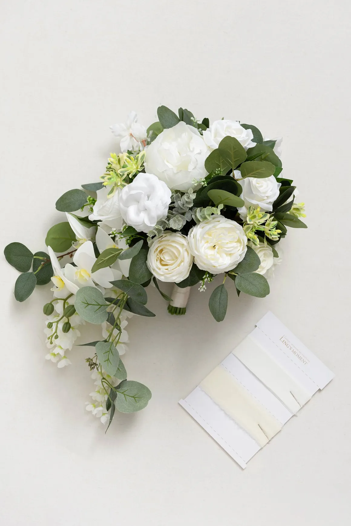 Small Cascade Bridal Bouquet in Natural Whites | Clearance