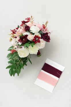 Small Cascade Bridal Bouquet in Romantic Marsala | Clearance