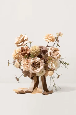 Small Free-Form Bridal Bouquet in Organic Sand Beige Elegance | Clearance