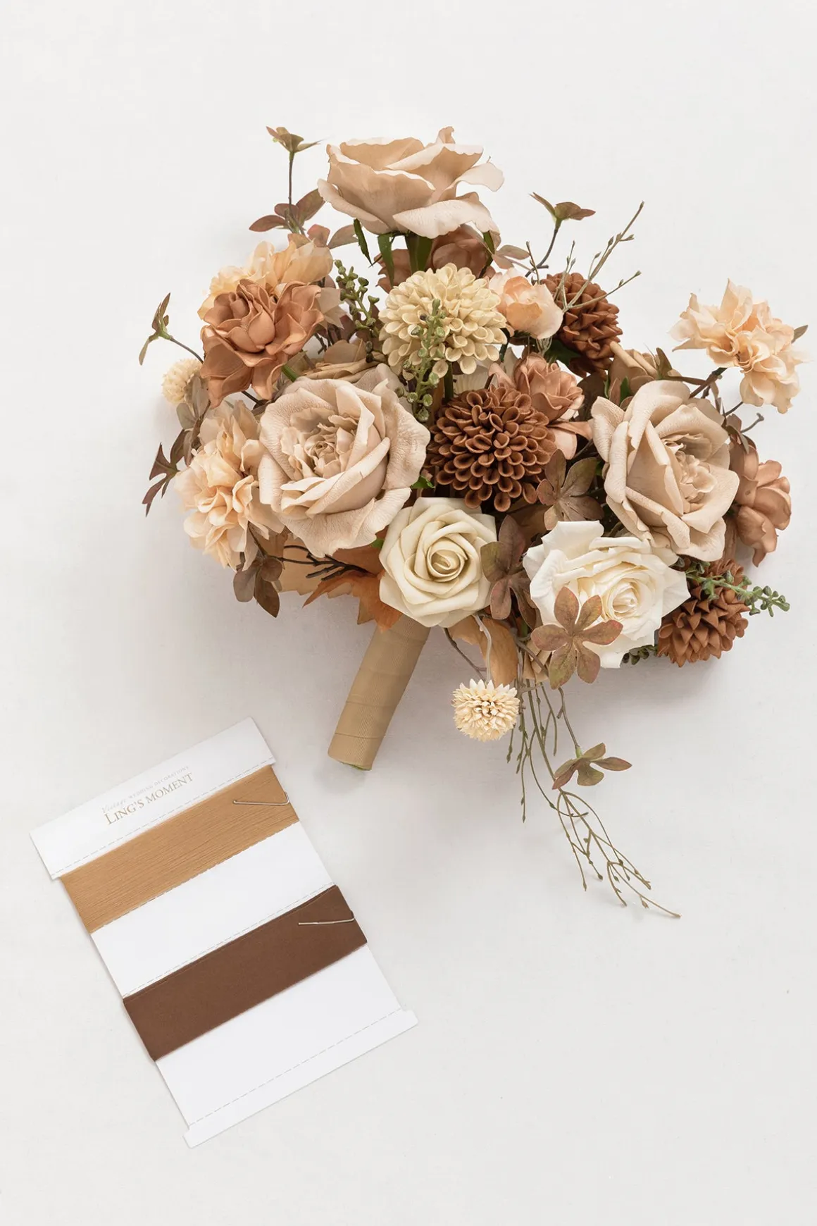Small Free-Form Bridal Bouquet in Organic Sand Beige Elegance | Clearance