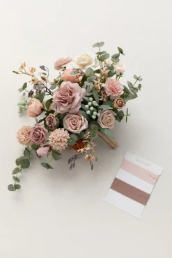 Small Free-Form Bridal Bouquet in Dusty Rose & Cream | Clearance