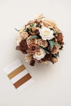 Small Round Bridal Bouquet in Caramel & Walnut Brown | Clearance