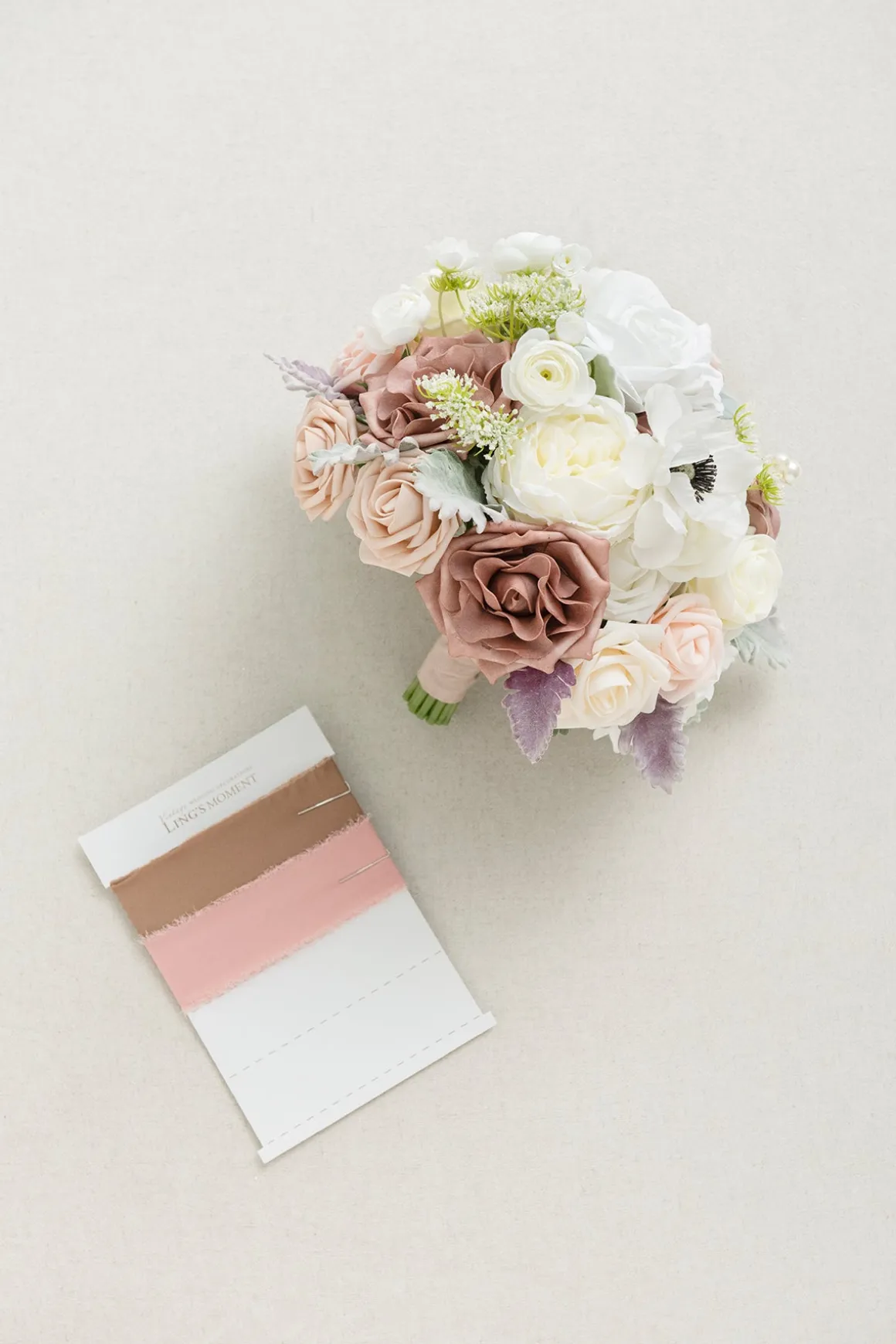 Small Round Bridal Bouquet in Dusty Rose & Cream | Clearance