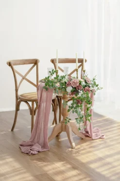 Sweetheart Table Floral Swags in Dusty Rose & Mauve