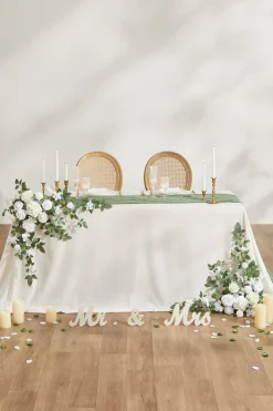 Sweetheart Table Floral Swags in White & Sage