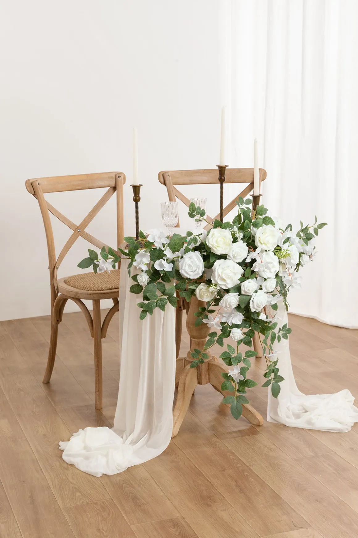 Sweetheart Table Floral Swags in White & Sage