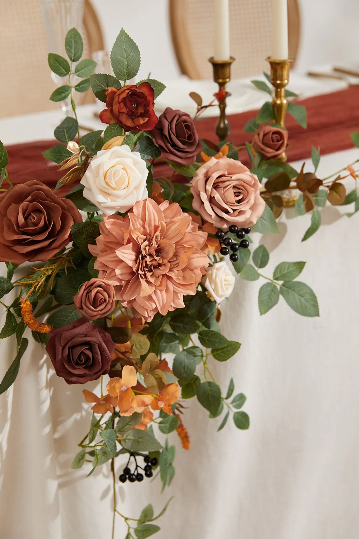 Sweetheart Table Floral Swags in Sunset Terracotta