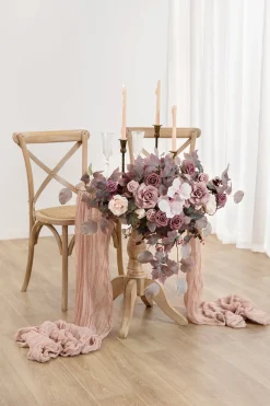 Sweetheart Table Floral Swags in Flowing Mauve Romance