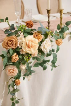 Sweetheart Table Floral Swags in Sunny Peach & Apricot (Set of 2) | Clearance
