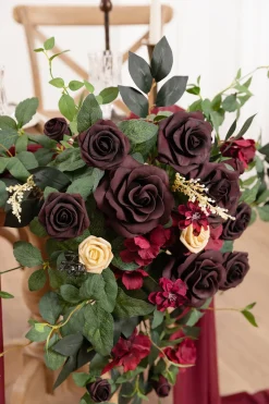 Sweetheart Table Floral Swags in Bordeaux Red & Wine