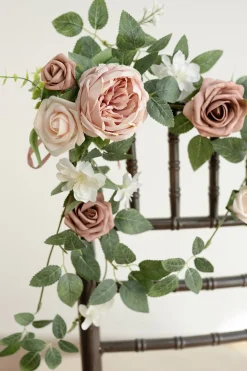 Wedding Aisle Chair Floral Decoration in Dusty Rose & Cream
