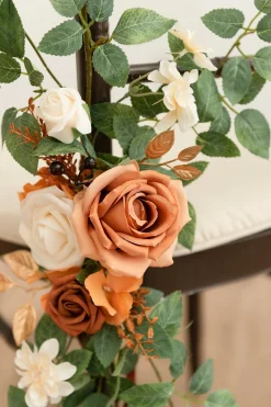 Wedding Aisle Chair Flower Decoration in Sunset Terracotta