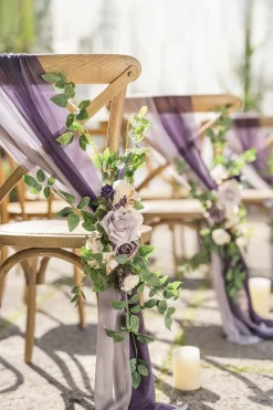 Wedding Aisle Chair Flower Decoration in Lilac & Gold (Package) | Clearance