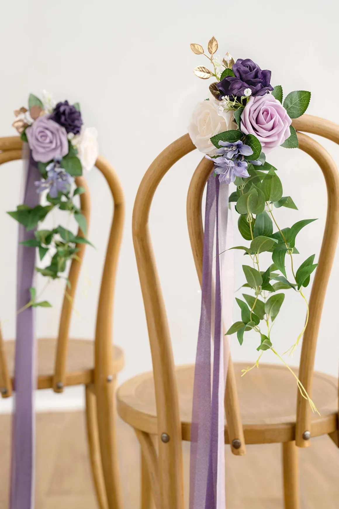 Wedding Aisle Decoration Pew Flowers in Lilac & Gold | Clearance
