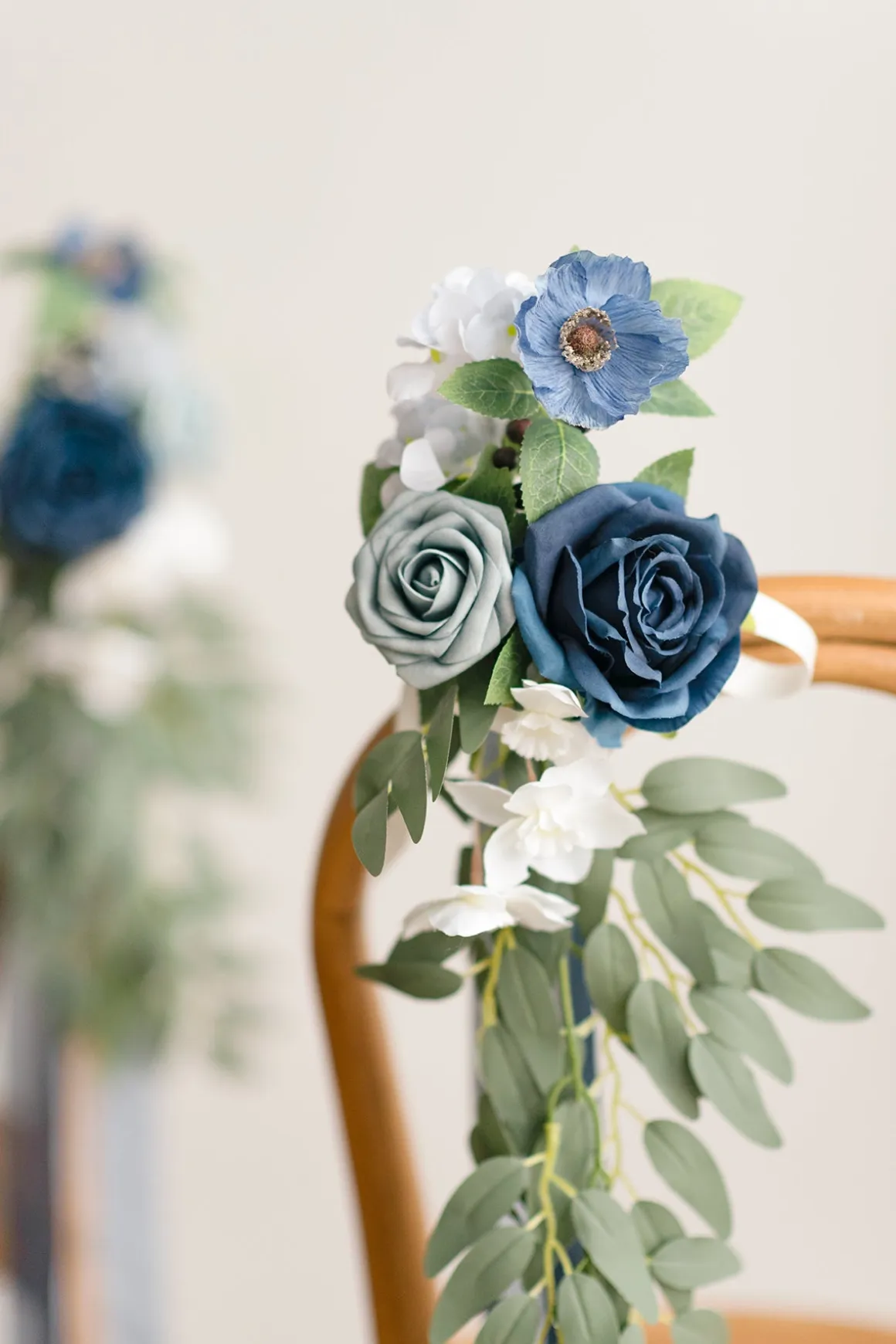 Wedding Aisle Decoration Pew Flowers in Dusty Blue