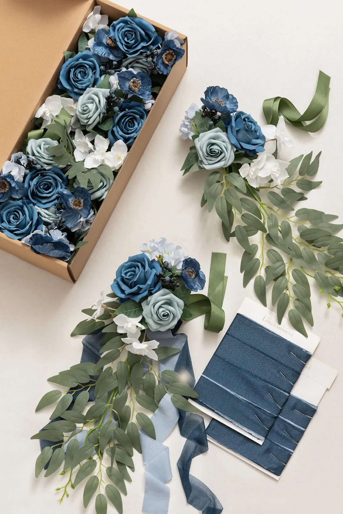Wedding Aisle Decoration Pew Flowers in Dusty Blue