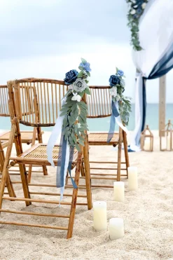 Wedding Aisle Decoration Pew Flowers in Dusty Blue