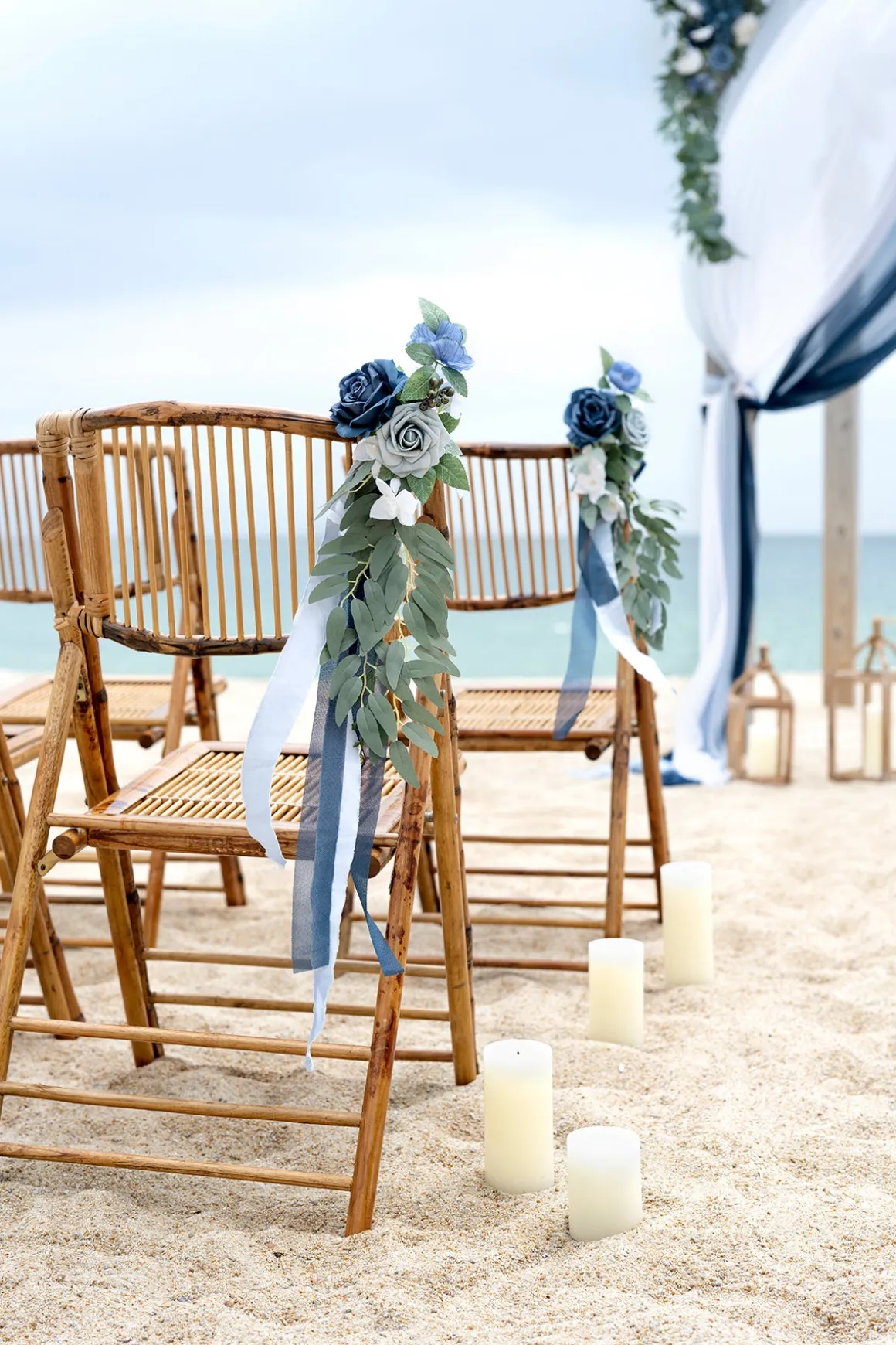 Wedding Aisle Decoration Pew Flowers in Dusty Blue