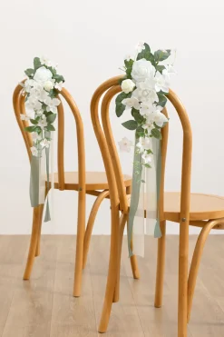 Wedding Aisle Decoration Pew Flowers in White & Sage